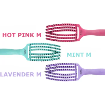 Fingerbrush Care Iconic Boar&Nylon Hot Pink M – curved ionic brush