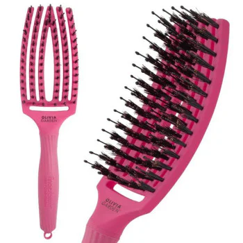 Fingerbrush Care Iconic Boar&Nylon Hot Pink M – curved ionic brush